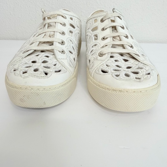 CHANEL Laser Cut Floral Soft White Sneakers size 37 - Picture 3 of 10